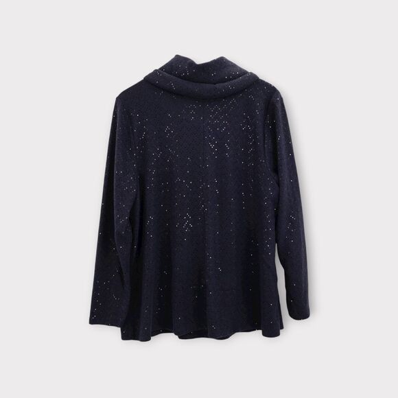 NWT Lane Bryant Sweater Plus Size 14/16 Cowl Neck Blue Sequins Stretch Pullover - Picture 9 of 16